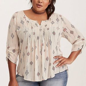 Torrid Geo Print Chiffon Pleated Front top